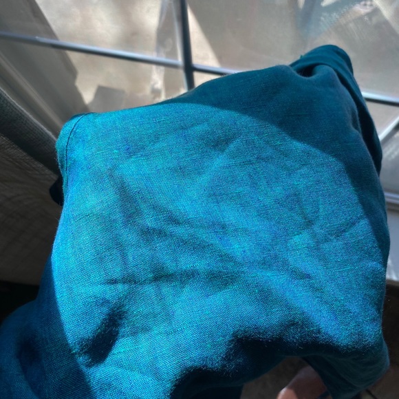 FLAX linen wrap front top blue green medium - Picture 3 of 5